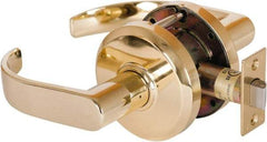 Stanley - Grade 2 Passage Lever Lockset - 2-3/4" Back Set, Keyless Cylinder, Brass Alloy, Bright Brass Finish - Makers Industrial Supply