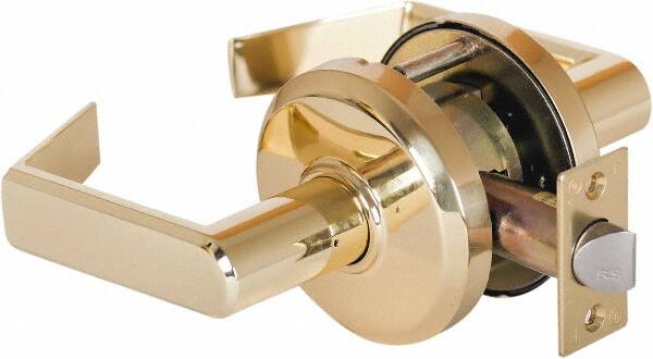 Stanley - Grade 2 Passage Lever Lockset - 2-3/4" Back Set, Keyless Cylinder, Brass Alloy, Bright Brass Finish - Makers Industrial Supply