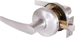 Stanley - Grade 2 Passage Lever Lockset - 2-3/4" Back Set, Keyless Cylinder, Brass Alloy, Satin Chrome Finish - Makers Industrial Supply