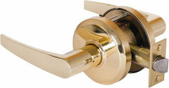 Stanley - Grade 2 Passage Lever Lockset - 2-3/4" Back Set, Keyless Cylinder, Brass Alloy, Bright Brass Finish - Makers Industrial Supply