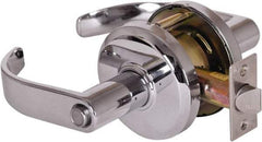 Stanley - Grade 2 Privacy Lever Lockset - 2-3/4" Back Set, Keyless Cylinder, Brass Alloy, Bright Chrome Finish - Makers Industrial Supply