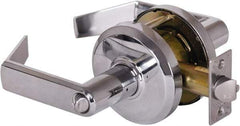 Stanley - Grade 2 Entrance Lever Lockset - 2-3/4" Back Set, Key In Lever Cylinder, Brass Alloy, Bright Chrome Finish - Makers Industrial Supply