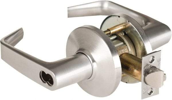 Best - Grade 1 Storeroom Lever Lockset - 2-3/4" Back Set, Key In Lever Cylinder, Brass Alloy, Satin Chrome Finish - Makers Industrial Supply