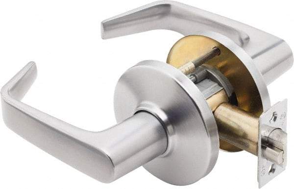 Best - Grade 1 Entrance Lever Lockset - 2-3/4" Back Set, Key In Lever Cylinder, Brass Alloy, Satin Chrome Finish - Makers Industrial Supply