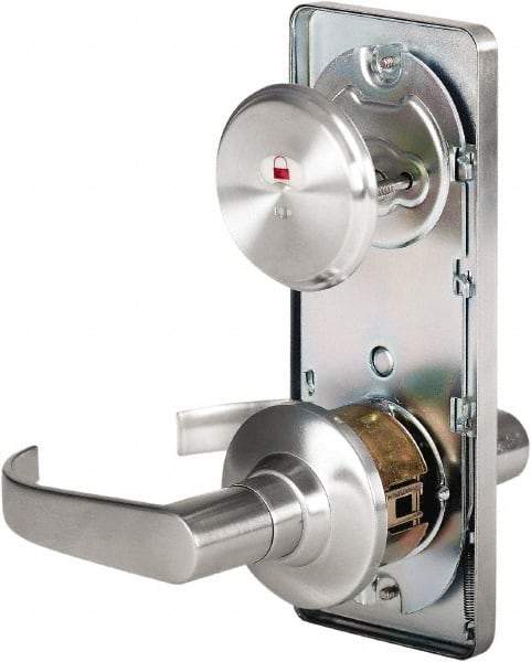 Stanley - Grade 2 Passage Lever Lockset - 2-3/4" Back Set, Keyless Cylinder, Brass Alloy, Satin Chrome Finish - Makers Industrial Supply