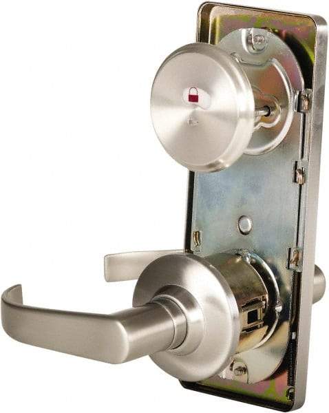 Stanley - Grade 2 Passage Lever Lockset - 2-3/4" Back Set, Keyless Cylinder, Brass Alloy, Nickel Finish - Makers Industrial Supply