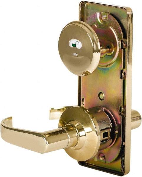 Stanley - Grade 2 Passage Lever Lockset - 2-3/4" Back Set, Keyless Cylinder, Brass Alloy, Bright Brass Finish - Makers Industrial Supply