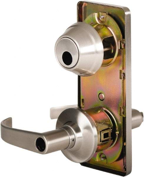 Stanley - Grade 2 Entry Lever Lockset - 2-3/4" Back Set, Key In Lever Cylinder, Brass Alloy, Nickel Finish - Makers Industrial Supply