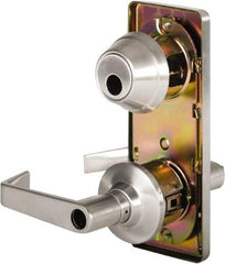 Stanley - Grade 2 Entry Lever Lockset - 2-3/4" Back Set, Key In Lever Cylinder, Brass Alloy, Satin Chrome Finish - Makers Industrial Supply