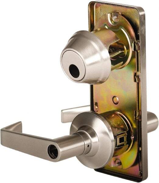 Stanley - Grade 2 Entry Lever Lockset - 2-3/4" Back Set, Key In Lever Cylinder, Brass Alloy, Nickel Finish - Makers Industrial Supply