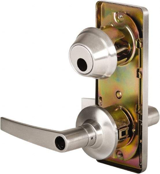 Stanley - Grade 2 Entry Lever Lockset - 2-3/4" Back Set, Key In Lever Cylinder, Brass Alloy, Satin Chrome Finish - Makers Industrial Supply