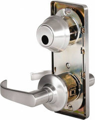 Stanley - Grade 2 Passage Lever Lockset - 2-3/4" Back Set, Keyless Cylinder, Brass Alloy, Satin Chrome Finish - Makers Industrial Supply