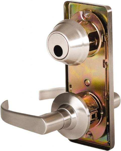 Stanley - Grade 2 Passage Lever Lockset - 2-3/4" Back Set, Keyless Cylinder, Brass Alloy, Nickel Finish - Makers Industrial Supply