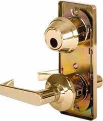 Stanley - Grade 2 Passage Lever Lockset - 2-3/4" Back Set, Keyless Cylinder, Brass Alloy, Bright Brass Finish - Makers Industrial Supply