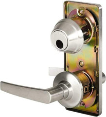 Stanley - Grade 2 Passage Lever Lockset - 2-3/4" Back Set, Keyless Cylinder, Brass Alloy, Satin Chrome Finish - Makers Industrial Supply