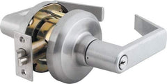 Stanley - Grade 1 Storeroom Lever Lockset - 2-3/4" Back Set, Key In Lever Cylinder, Brass Alloy, Satin Chrome Finish - Makers Industrial Supply