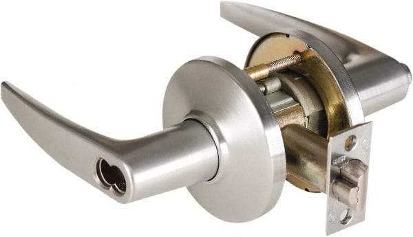 Best - Grade 1 Dormitory Lever Lockset - 2-3/4" Back Set, Keyless Cylinder, Brass Alloy, Satin Chrome Finish - Makers Industrial Supply