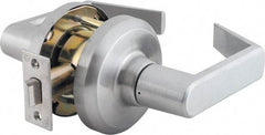 Stanley - Grade 1 Passage Lever Lockset - 2-3/4" Back Set, Keyless Cylinder, Brass Alloy, Satin Chrome Finish - Makers Industrial Supply