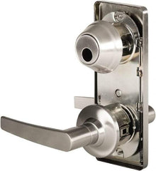 Stanley - Grade 2 Passage Lever Lockset - 2-3/4" Back Set, Keyless Cylinder, Brass Alloy, Nickel Finish - Makers Industrial Supply