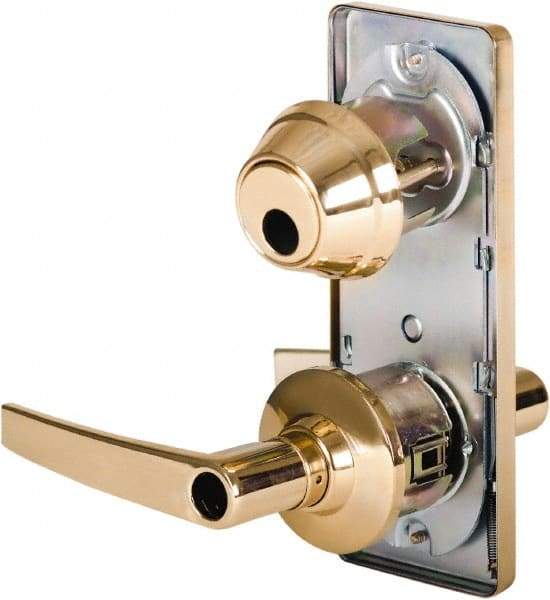 Stanley - Grade 2 Entry Lever Lockset - 2-3/4" Back Set, Key In Lever Cylinder, Brass Alloy, Bright Brass Finish - Makers Industrial Supply