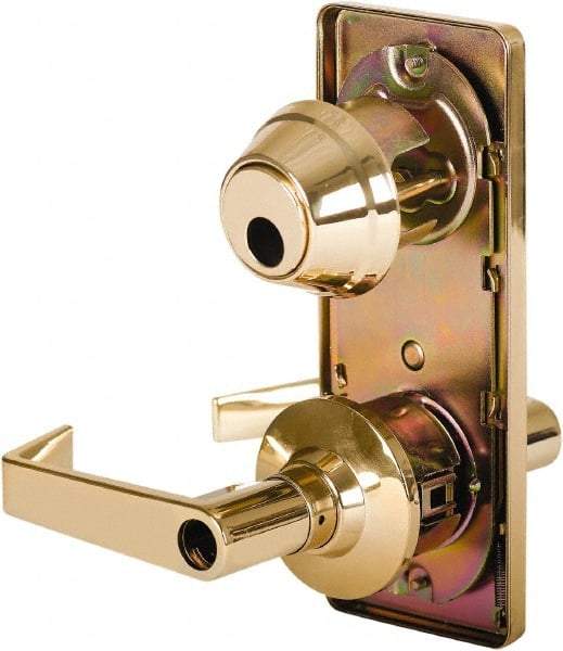 Stanley - Grade 2 Entry Lever Lockset - 2-3/4" Back Set, Key In Lever Cylinder, Brass Alloy, Bright Brass Finish - Makers Industrial Supply