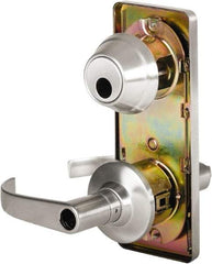 Stanley - Grade 2 Entry Lever Lockset - 2-3/4" Back Set, Key In Lever Cylinder, Brass Alloy, Satin Chrome Finish - Makers Industrial Supply