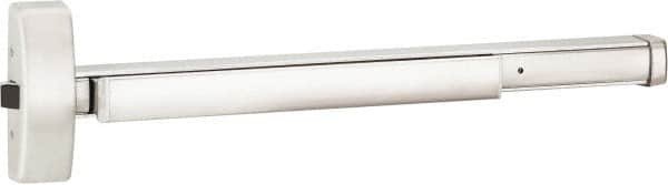 Precision - 48" OAL Right Hand Reverse Fire Rated Flatbar - 32 to 48" Door Width, Satin Stainless Steel Finish, Grade 1, Apex Series - Makers Industrial Supply