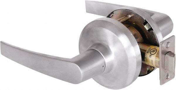 Stanley - Grade 1 Passage Lever Lockset - 2-3/4" Back Set, Keyless Cylinder, Brass Alloy, Satin Chrome Finish - Makers Industrial Supply