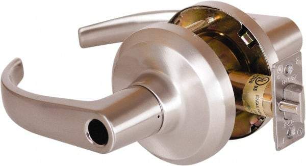 Stanley - Grade 1 Entrance Lever Lockset - 2-3/4" Back Set, Key In Lever Cylinder, Brass Alloy, Satin Nickel Finish - Makers Industrial Supply