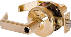 Stanley - Grade 1 Entrance Lever Lockset - 2-3/4" Back Set, Key In Lever Cylinder, Brass Alloy, Bright Brass Finish - Makers Industrial Supply