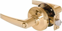 Stanley - Grade 1 Entrance Lever Lockset - 2-3/4" Back Set, Key In Lever Cylinder, Brass Alloy, Bright Brass Finish - Makers Industrial Supply