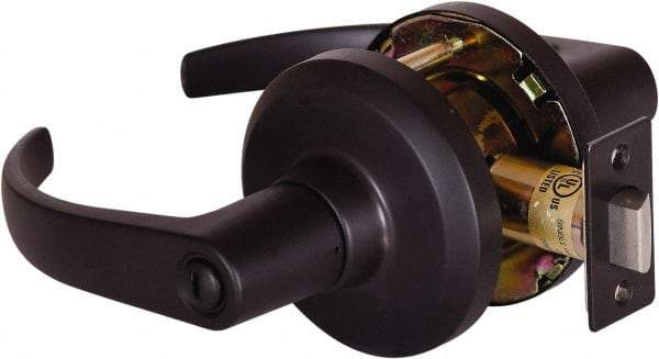 Stanley - Grade 1 Privacy Lever Lockset - 2-3/4" Back Set, Keyless Cylinder, Brass Alloy, Oil Rubbed Bronze Finish - Makers Industrial Supply