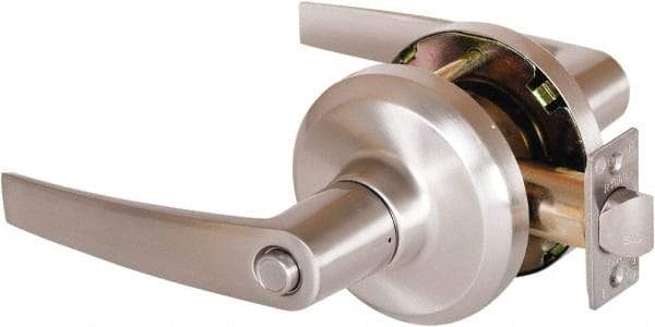 Stanley - Grade 1 Privacy Lever Lockset - 2-3/4" Back Set, Keyless Cylinder, Brass Alloy, Satin Nickel Finish - Makers Industrial Supply