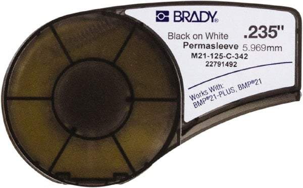 Brady - 0.235" Wide, White Heat Shrinkable Polyolefin Heat Shrink Tubing - For BMP21 Plus Portable Label Printer - Makers Industrial Supply