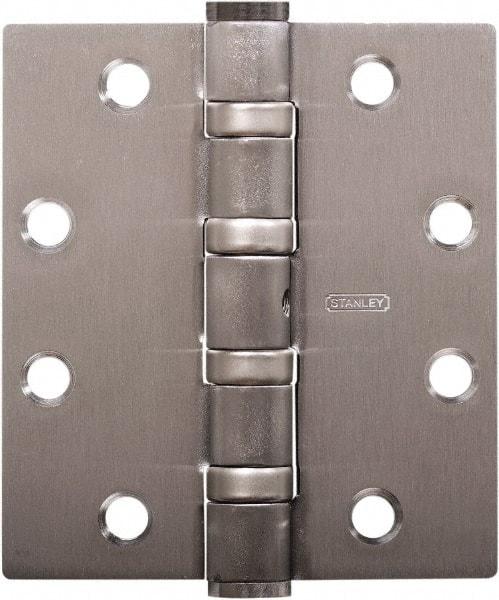 Stanley - 4-1/2" Long x 4" Wide 304 Stainless Steel Full Mortise Hinge - Satin Stainless Steel Finish, 5 Knuckles, 8 Holes - Makers Industrial Supply