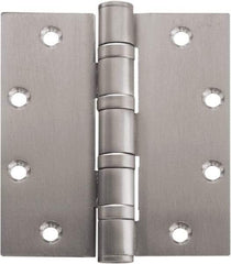 Stanley - 5" Long x 5" Wide Carbon Alloy Steel Full Mortise Hinge - Satin Chrome Plated Finish, 5 Knuckles, 8 Holes - Makers Industrial Supply