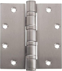 Stanley - 5" Long x 4-1/2" Wide Carbon Alloy Steel Full Mortise Hinge - Bright Brass Plated Finish, 5 Knuckles, 8 Holes - Makers Industrial Supply