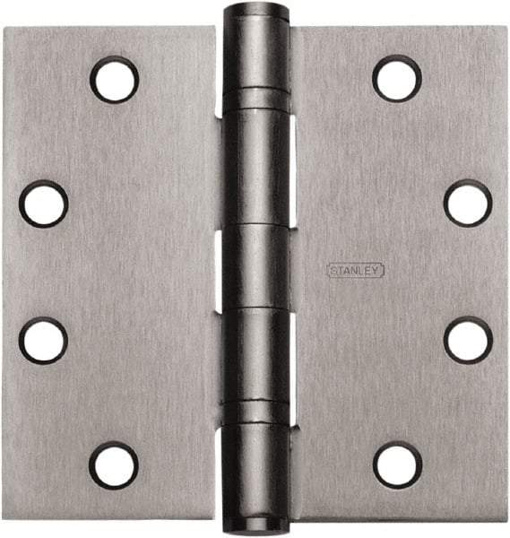 Stanley - 5" Long x 5" Wide 304 Stainless Steel Full Mortise Hinge - Satin Stainless Steel Finish, 5 Knuckles, 8 Holes - Makers Industrial Supply