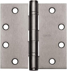 Stanley - 5" Long x 5" Wide Carbon Alloy Steel Full Mortise Hinge - Satin Chrome Plated Finish, 5 Knuckles, 8 Holes - Makers Industrial Supply