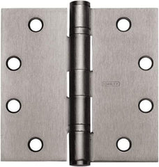 Stanley - 4" Long x 4" Wide Carbon Alloy Steel Full Mortise Hinge - Satin Chrome Plated Finish, 5 Knuckles, 8 Holes - Makers Industrial Supply