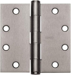 Stanley - 4" Long x 4" Wide 304 Stainless Steel Full Mortise Hinge - Satin Stainless Steel Finish, 5 Knuckles, 8 Holes - Makers Industrial Supply