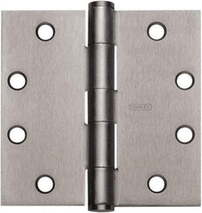 Stanley - 4" Long x 4" Wide Carbon Alloy Steel Full Mortise Hinge - Prime Coat Gray Finish, 5 Knuckles, 8 Holes - Makers Industrial Supply