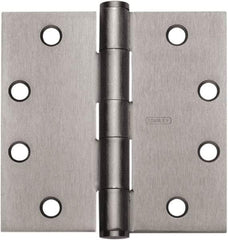 Stanley - 4-1/2" Long x 4-1/2" Wide 304 Stainless Steel Full Mortise Hinge - Satin Stainless Steel Finish, 5 Knuckles, 8 Holes - Makers Industrial Supply