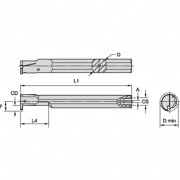 Kennametal - 20mm Min Bore Diam, 150mm OAL, 5/8" Shank Diam, A-EVE Indexable Boring Bar - 1-1/4" Max Bore Depth, EG0160M1FP02 Insert - Makers Industrial Supply