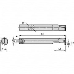 Kennametal - 20mm Min Bore Diam, 150mm OAL, 5/8" Shank Diam, A-EVE Indexable Boring Bar - 1-1/4" Max Bore Depth, EG0160M1FP02 Insert - Makers Industrial Supply