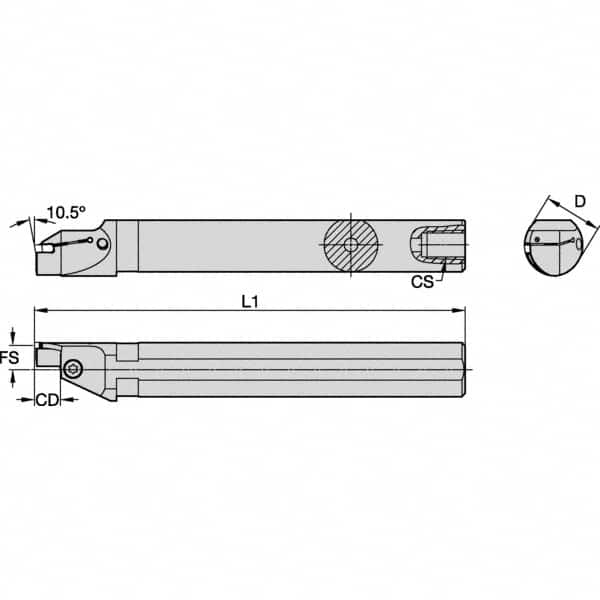 Kennametal - 26mm Min Bore Diam, 200mm OAL, 25mm Shank Diam, A-EVS-A Indexable Boring Bar - 12mm Max Bore Depth, EG0200M02P02 Insert - Makers Industrial Supply