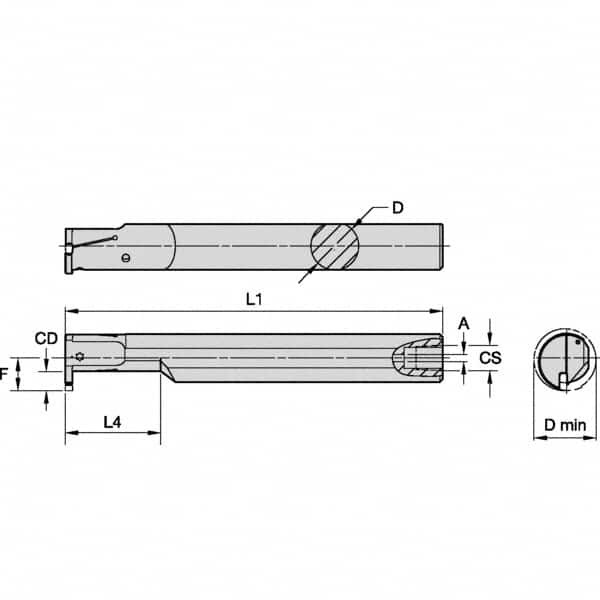 Kennametal - 20mm Min Bore Diam, 150mm OAL, 16mm Shank Diam, A-EVE Indexable Boring Bar - 32mm Max Bore Depth, EG0200M02P02 Insert - Makers Industrial Supply