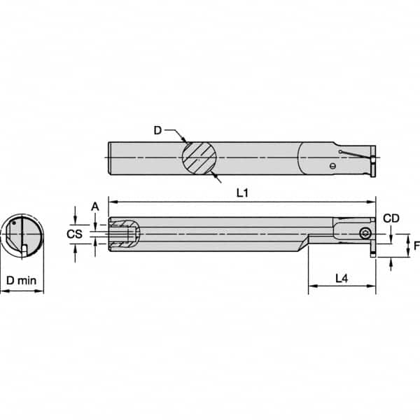 Kennametal - 16mm Min Bore Diam, 125mm OAL, 12mm Shank Diam, A-EVE Indexable Boring Bar - 24mm Max Bore Depth, EG0200M02P02 Insert - Makers Industrial Supply