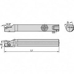 Kennametal - 33mm Min Bore Diam, 250mm OAL, 32mm Shank Diam, A-EVS-A Indexable Boring Bar - 12mm Max Bore Depth, EG0300M03P02 Insert - Makers Industrial Supply