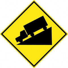 NMC - "Truck", 30" Wide x 30" High, Aluminum Traffic Control Signs - 0.08" Thick, Black on Yellow, High Intensity Reflectivity, Diamond, Post Mount - Makers Industrial Supply